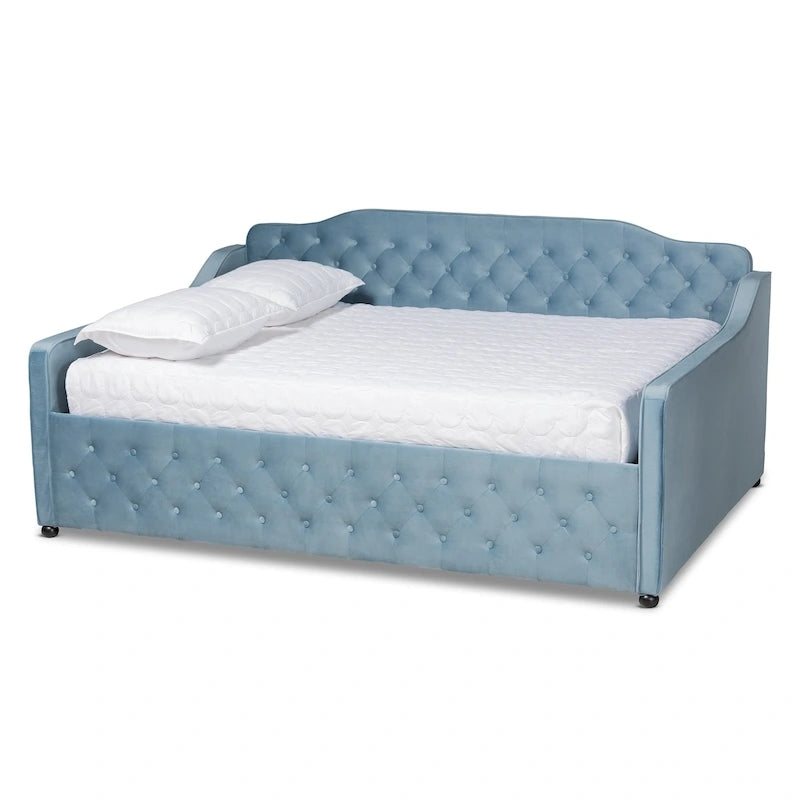 Upholstered Daybed with Trundle and Button-Tufted Back