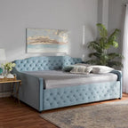 Upholstered Daybed with Trundle and Button-Tufted Back