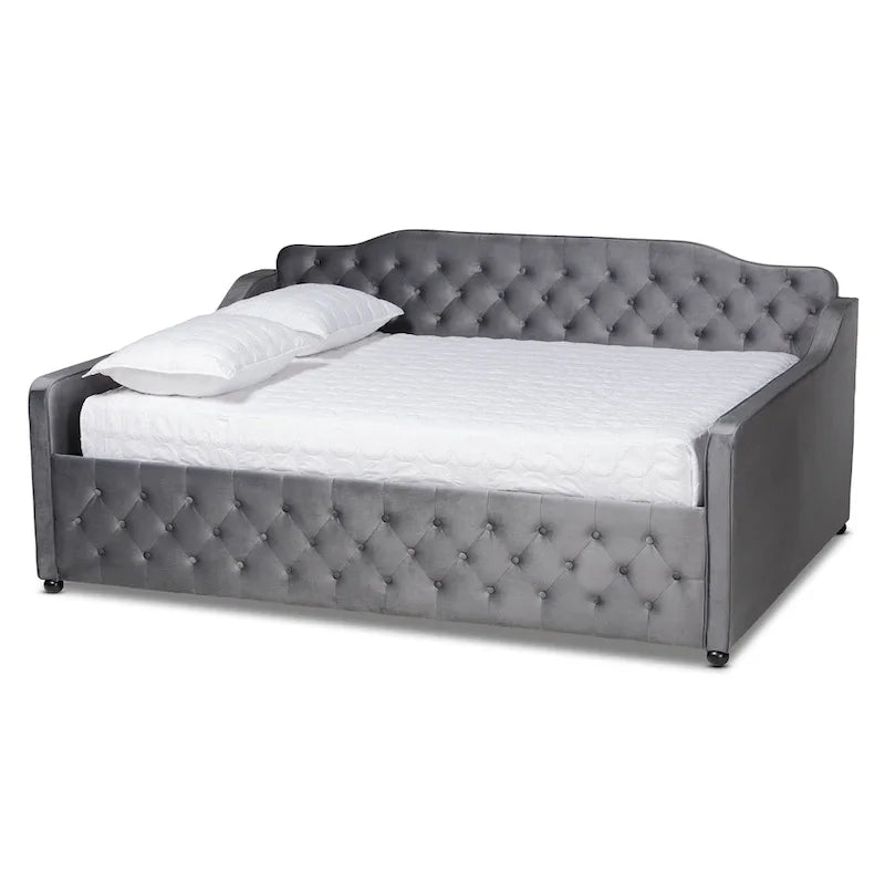 Upholstered Daybed with Trundle and Button-Tufted Back