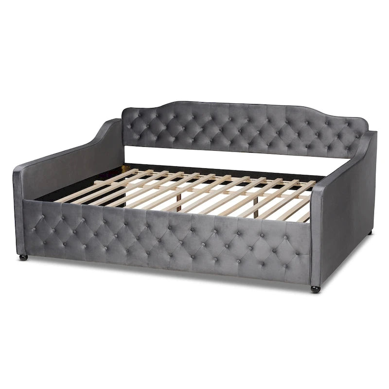 Upholstered Daybed with Trundle and Button-Tufted Back