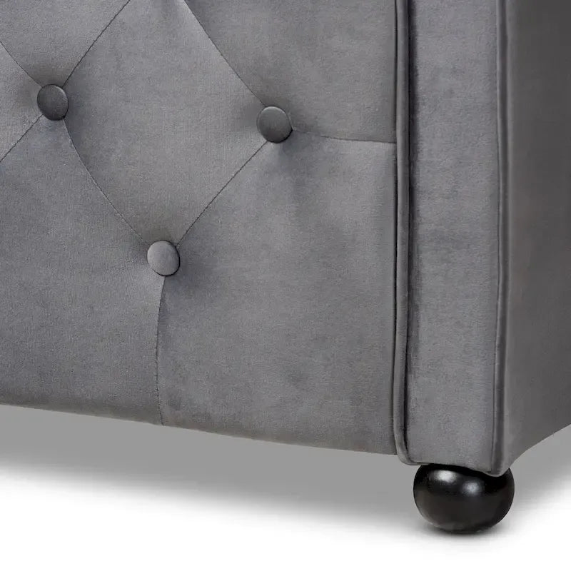 Upholstered Daybed with Trundle and Button-Tufted Back