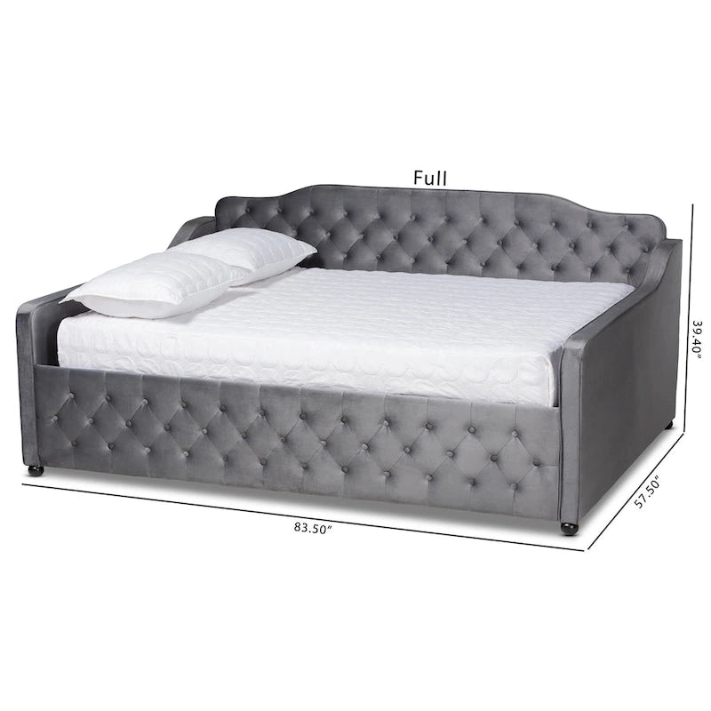 Upholstered Daybed with Trundle and Button-Tufted Back
