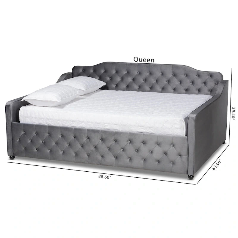 Upholstered Daybed with Trundle and Button-Tufted Back