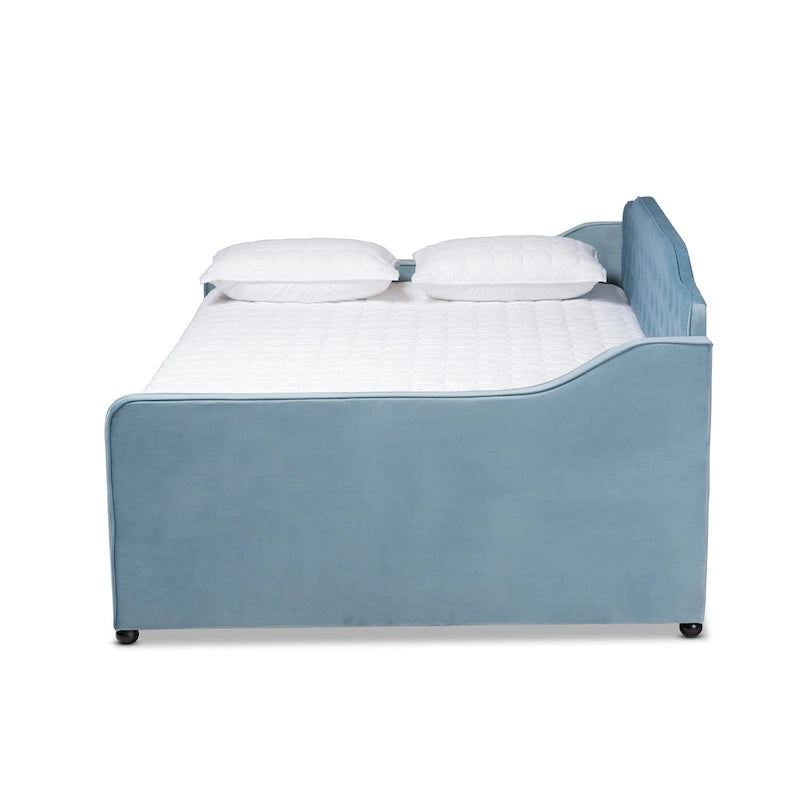 Upholstered Daybed with Trundle and Button-Tufted Back