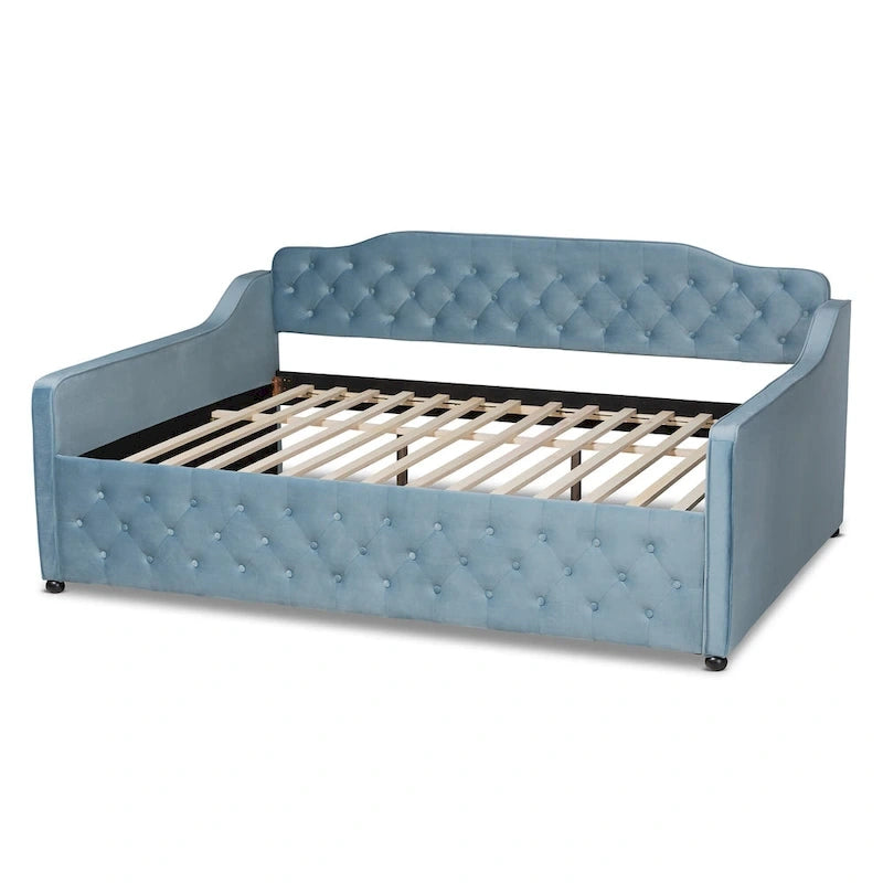 Upholstered Daybed with Trundle and Button-Tufted Back