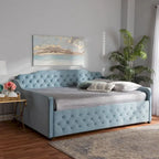 Upholstered Daybed with Trundle and Button-Tufted Back