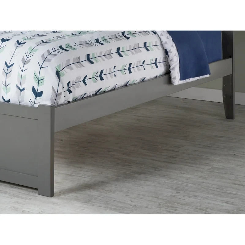 Full Platform Bed with Footboard and Two Storage Drawers in Grey