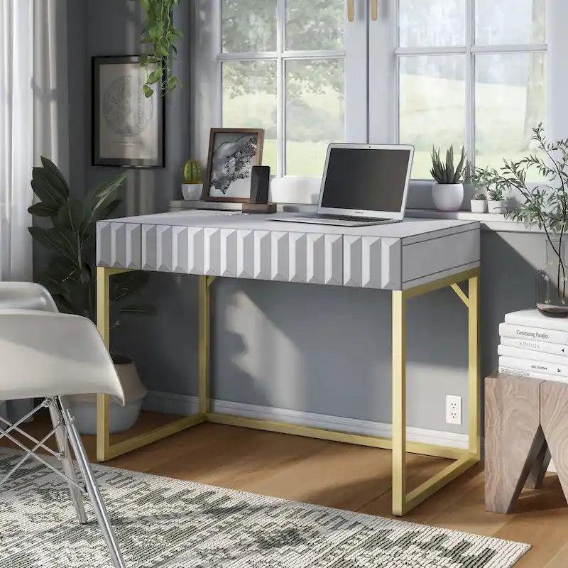 42-Zoll-Schreibtisch mit Schublade, USB-Anschlüssen und Steckdosen