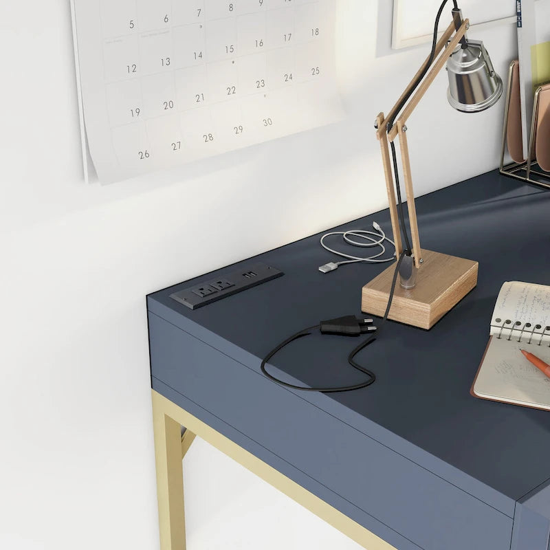 42-Zoll-Schreibtisch mit Schublade, USB-Anschlüssen und Steckdosen