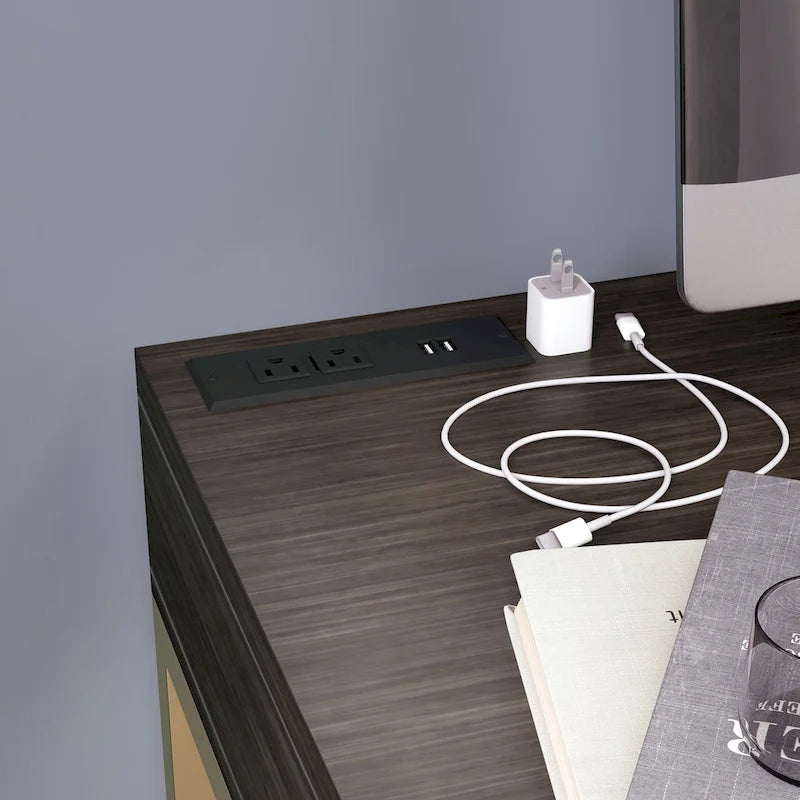 42-Zoll-Schreibtisch mit Schublade, USB-Anschlüssen und Steckdosen