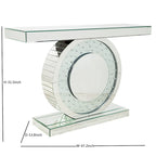 Mirrored Console Table with O-Shaped Crystal-Look Base
