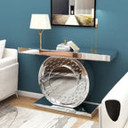 Mirrored Console Table with O-Shaped Crystal-Look Base