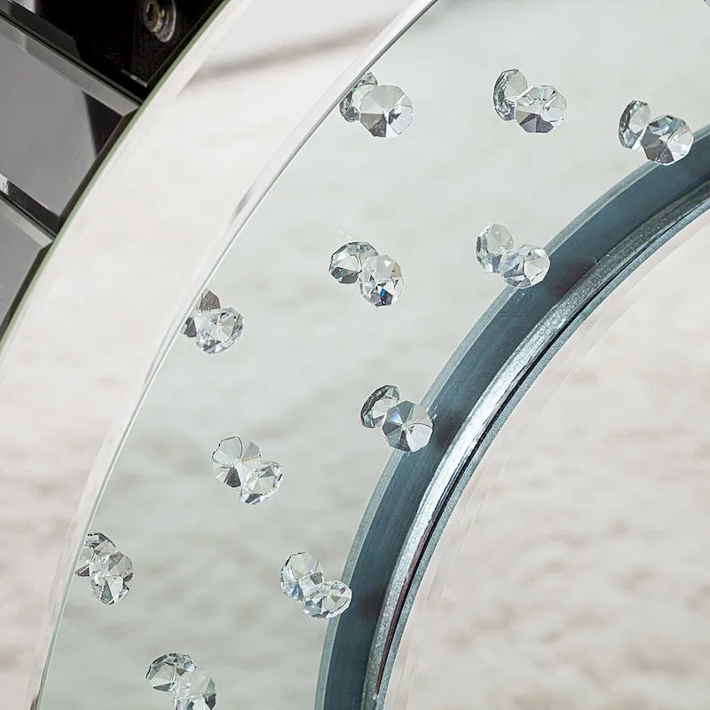 Mirrored Console Table with O-Shaped Crystal-Look Base