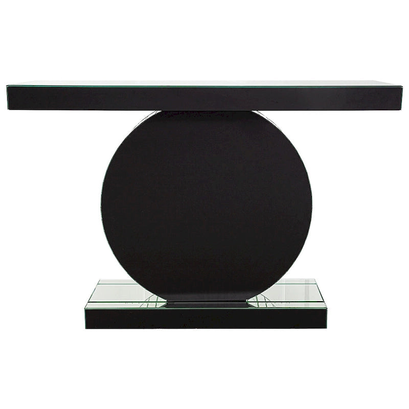 Mirrored Console Table with O-Shaped Crystal-Look Base