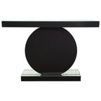 Mirrored Console Table with O-Shaped Crystal-Look Base