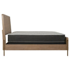 Mid-Century Wood Panel Bed with Natural Cane and Metal Legs