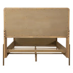 Mid-Century Wood Panel Bed with Natural Cane and Metal Legs