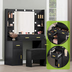 Vanity Table with Lighted Mirror and Built-In Outlets