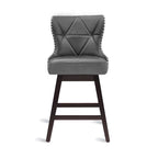 LUE BONA 26 in. Modern Faux Leather and Fabric Upholstered Swivel Bar Stool with Wood Frame for Island and Home Bar