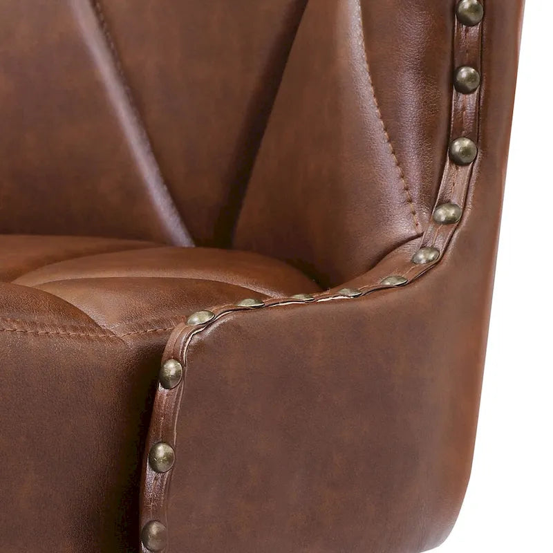 26-Inch Swivel Bar Stool with Upholstered Seat and Wood Frame