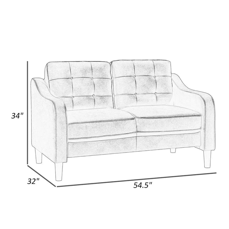 55 Inch Loveseat with Button Tufted Back
