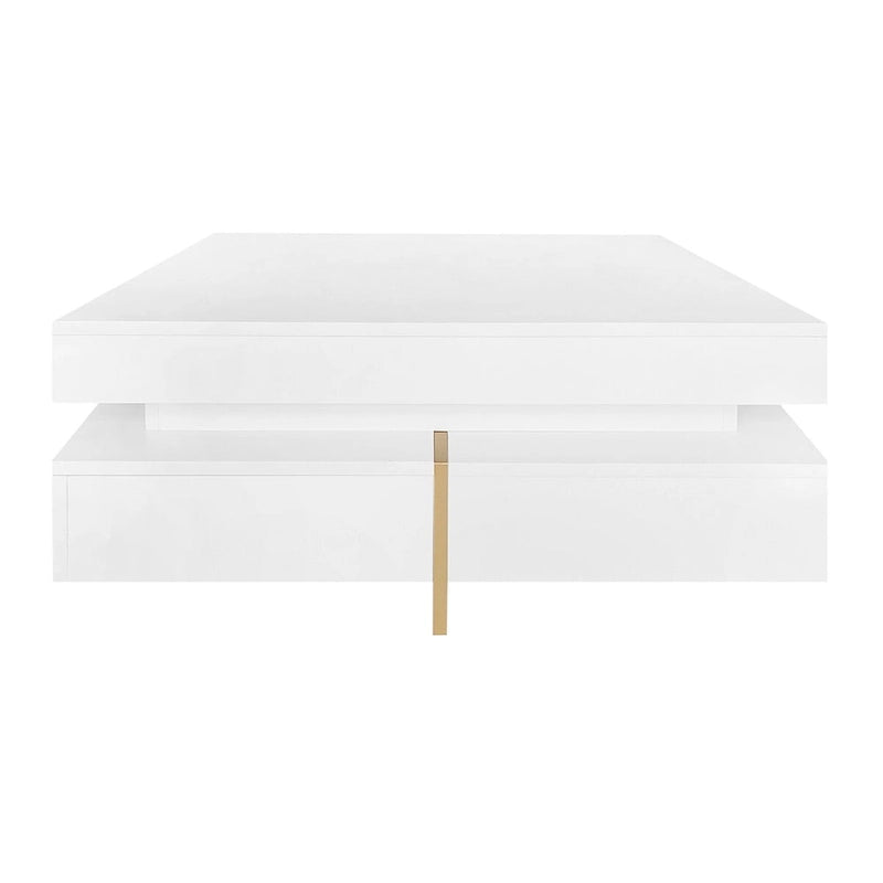 Square High Gloss Coffee Table with 4 Storage Drawers
