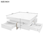 Square High Gloss Coffee Table with 4 Storage Drawers