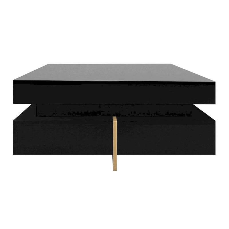 Square High Gloss Coffee Table with 4 Storage Drawers