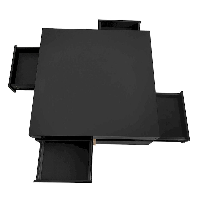 Square High Gloss Coffee Table with 4 Storage Drawers