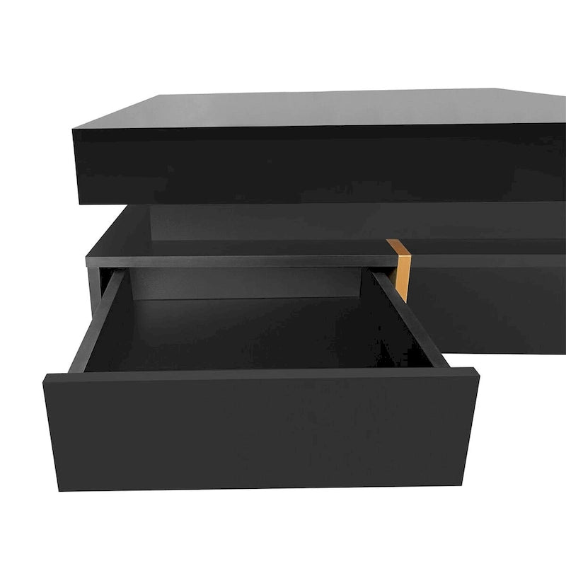 Square High Gloss Coffee Table with 4 Storage Drawers