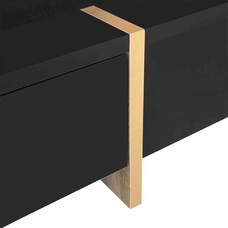 Square High Gloss Coffee Table with 4 Storage Drawers