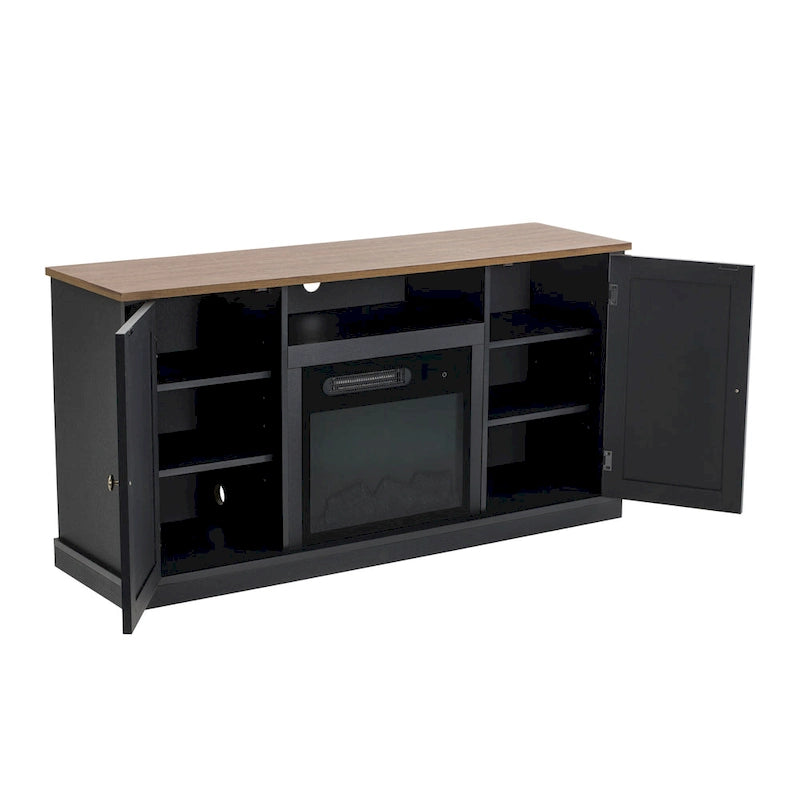 54-Inch Charcoal TV Stand with Electric Fireplace