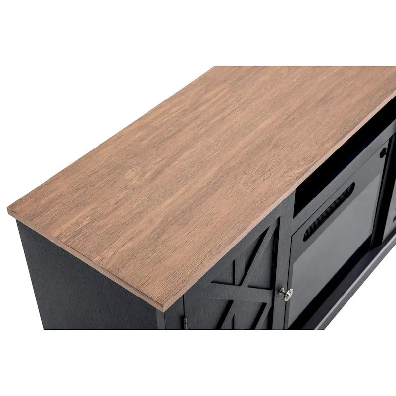 54-Inch Charcoal TV Stand with Electric Fireplace