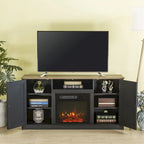 54-Inch-TV-Ständer in Anthrazit mit elektrischem Kamin