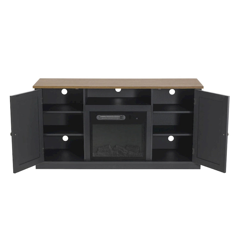 54-Inch-TV-Ständer in Anthrazit mit elektrischem Kamin