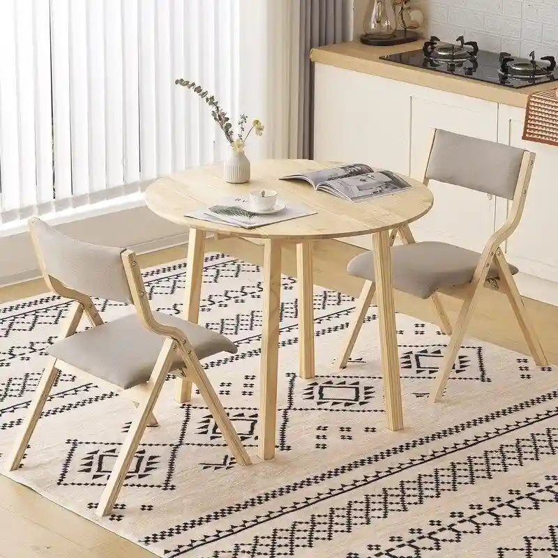 Round Drop-Leaf Dining Table