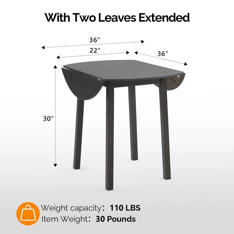 Round Drop-Leaf Dining Table