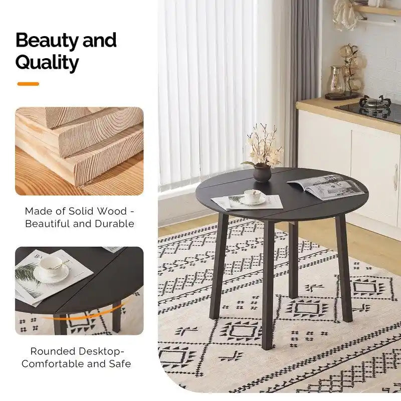Round Drop-Leaf Dining Table