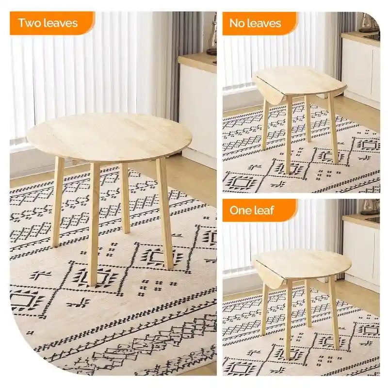 Round Drop-Leaf Dining Table