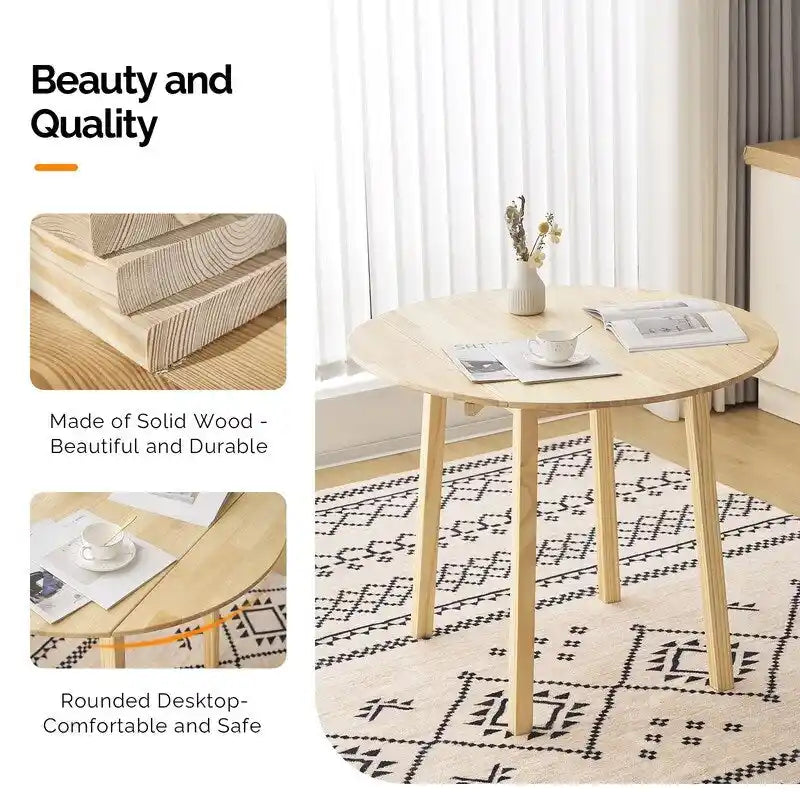 Round Drop-Leaf Dining Table