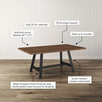 Solid Wood Dining Table, 40 x 72 in