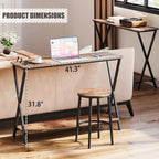 Wood-Grain Console Table with Metal Frame