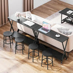 Wood-Grain Console Table with Metal Frame