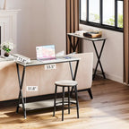 Wood-Grain Console Table with Metal Frame