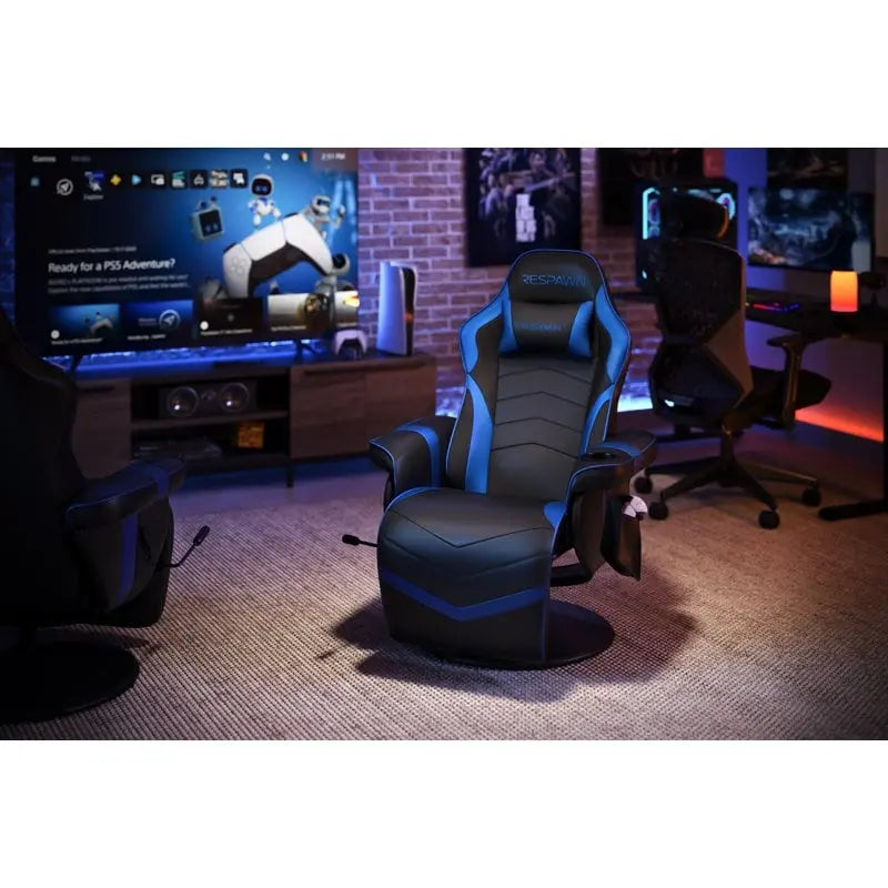 Reclining Gaming Chair with Footrest and Cup Holder