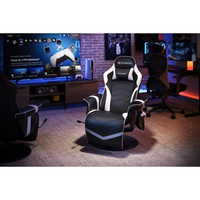 Reclining Gaming Chair with Footrest and Cup Holder