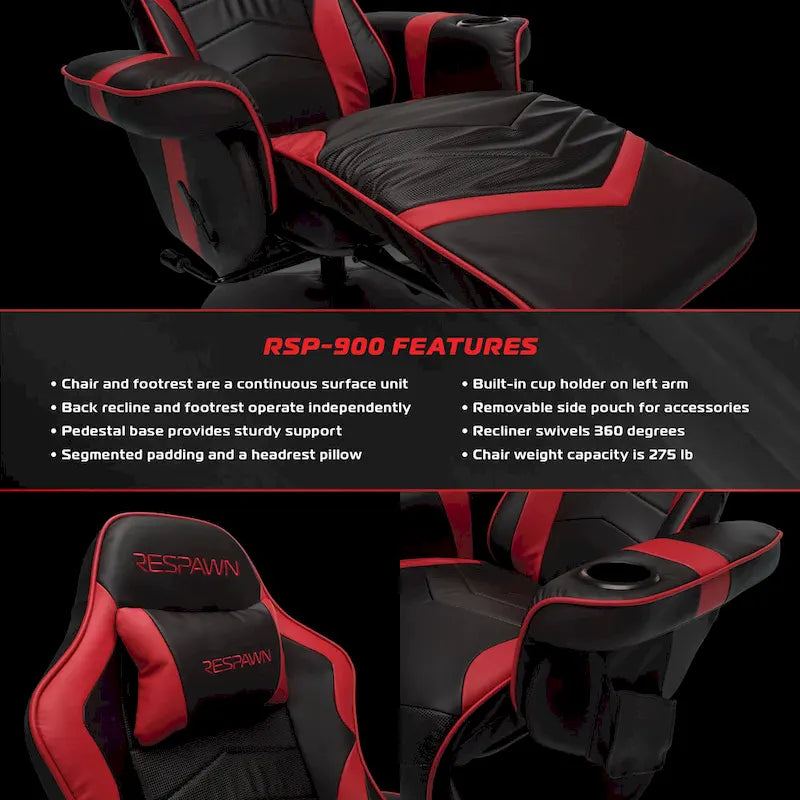 Reclining Gaming Chair with Footrest and Cup Holder