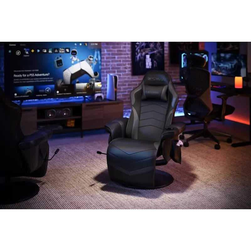 Reclining Gaming Chair with Footrest and Cup Holder