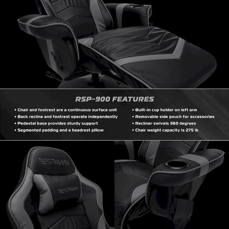 Reclining Gaming Chair with Footrest and Cup Holder