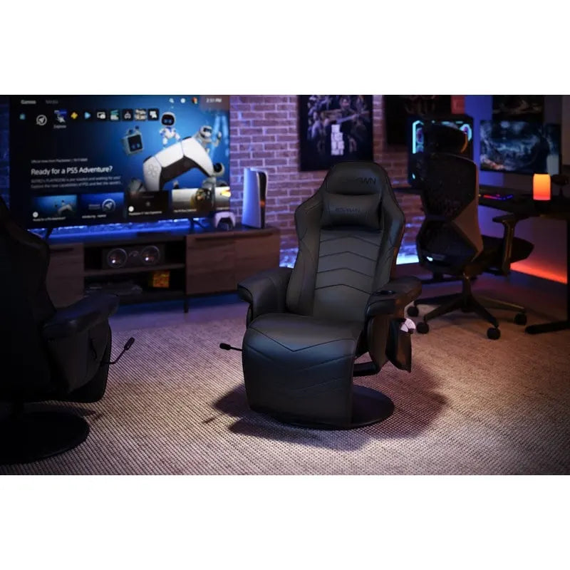 Reclining Gaming Chair with Footrest and Cup Holder